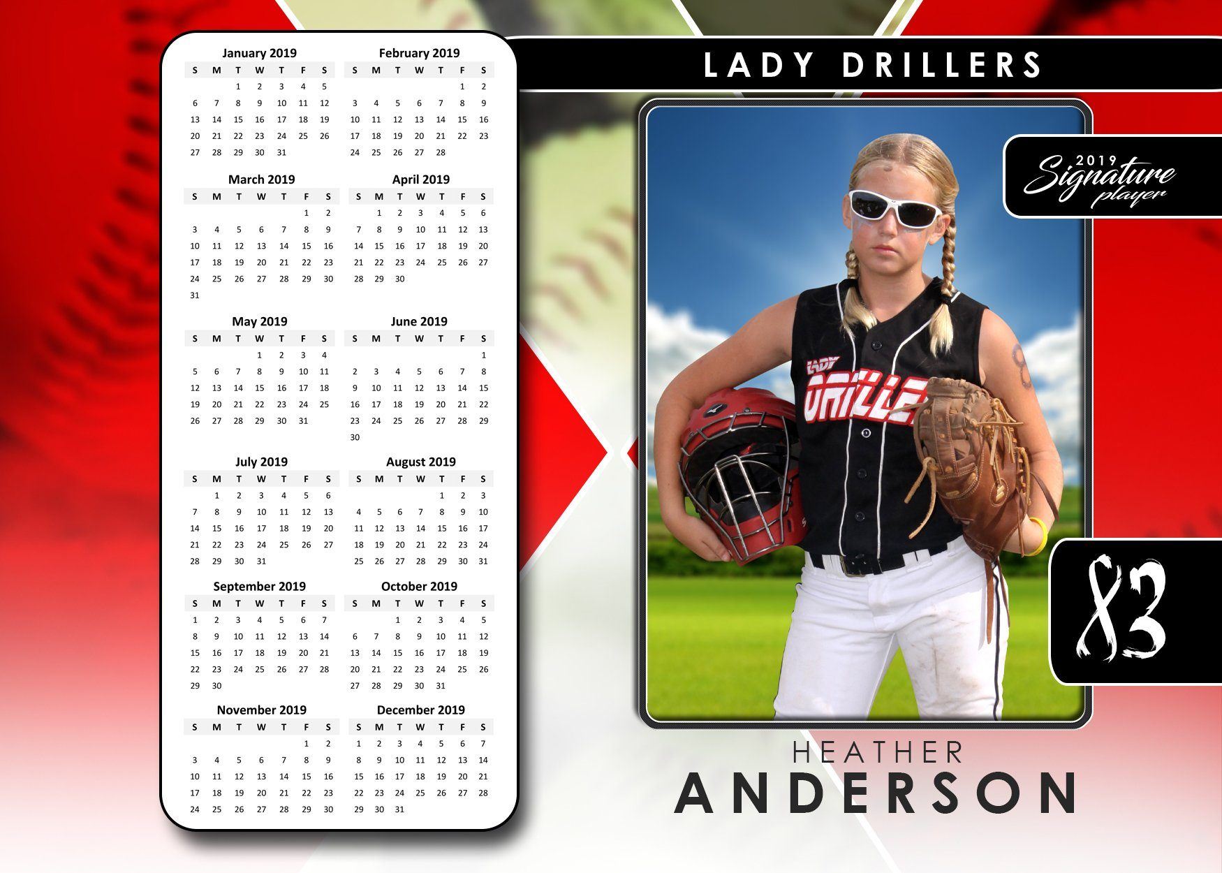 Signature Player - Softball - V2 - T&I Drop-In Collection-Photoshop Template - Photo Solutions