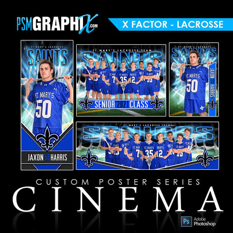 01 - Full Set - X-Factor - Lacrosse Collection-Photoshop Template - PSMGraphix