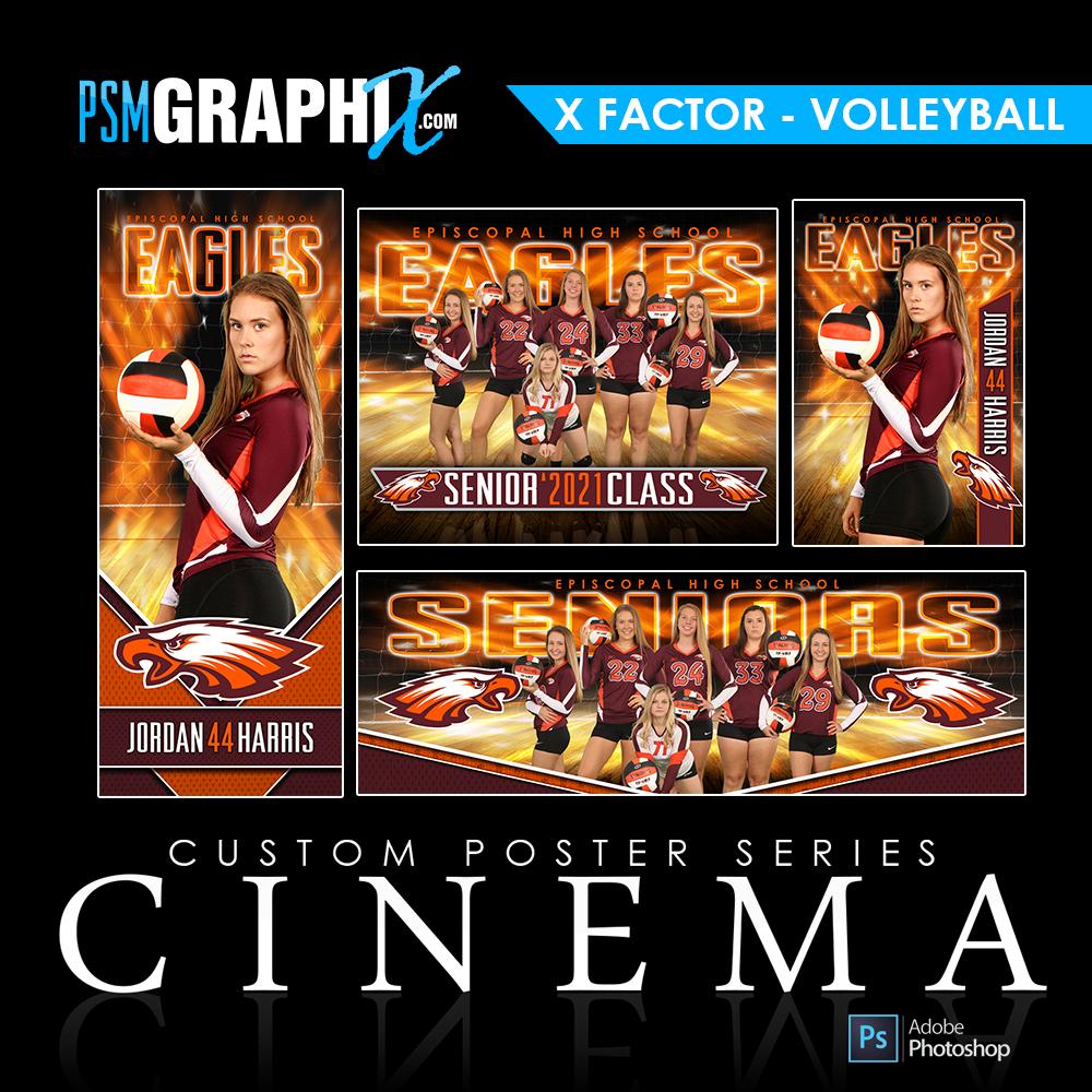 01 - Full Set - X-Factor - Volleyball Collection-Photoshop Template - PSMGraphix