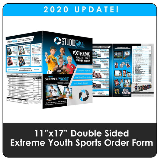 2020 Update - Youth Sports Extreme 11"x17" Order Form-Photoshop Template - Photo Solutions