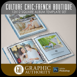 Culture Chic - French Boutique - 12x24 - Album Spreads-Photoshop Template - Graphic Authority