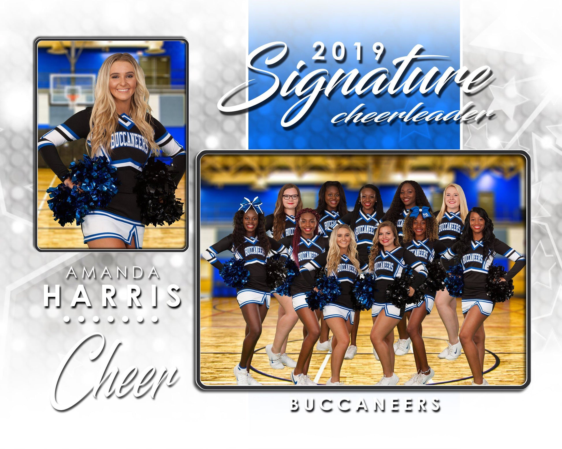 Signature Player - Cheer - V1 - Drop In Memory Mate H Template-Photoshop Template - Photo Solutions