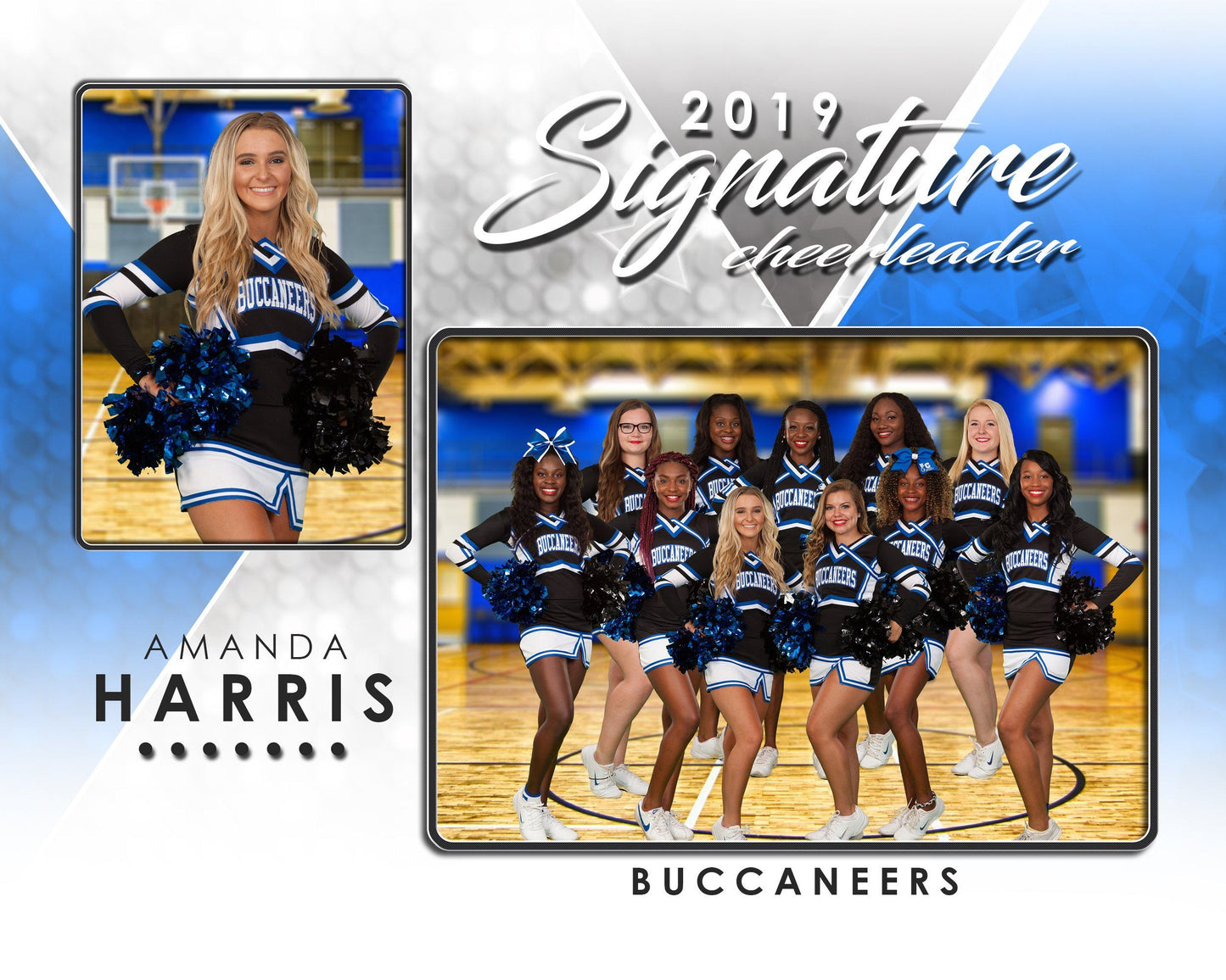 Signature Player - Cheer - V2 - Drop In Memory Mate H Template-Photoshop Template - Photo Solutions
