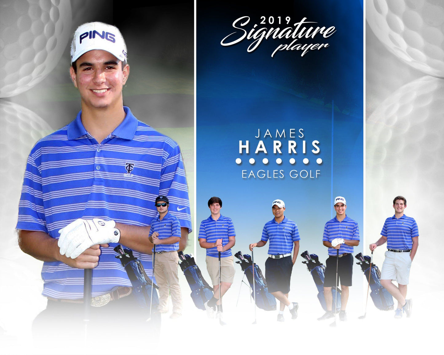 Signature Player - Golf - V1 - Extraction Memory Mate H Template-Photoshop Template - Photo Solutions