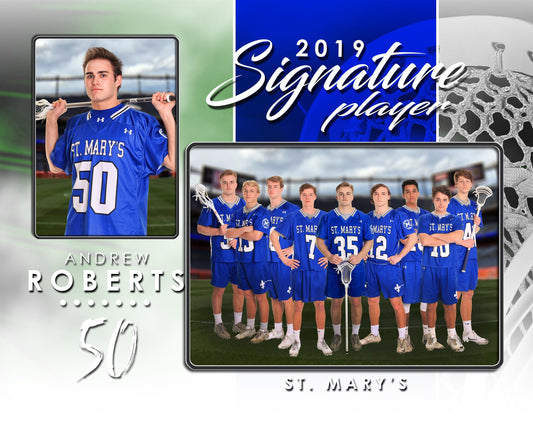 Signature Player - Lacrosse - V1 - Drop In Memory Mate H Template-Photoshop Template - Photo Solutions