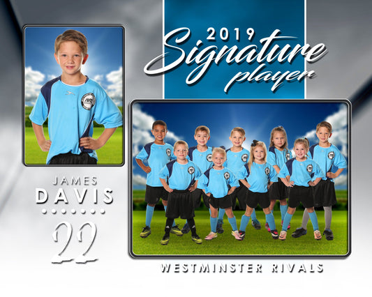 Signature Player - Soccer - V1 - Drop In Memory Mate H Template-Photoshop Template - Photo Solutions