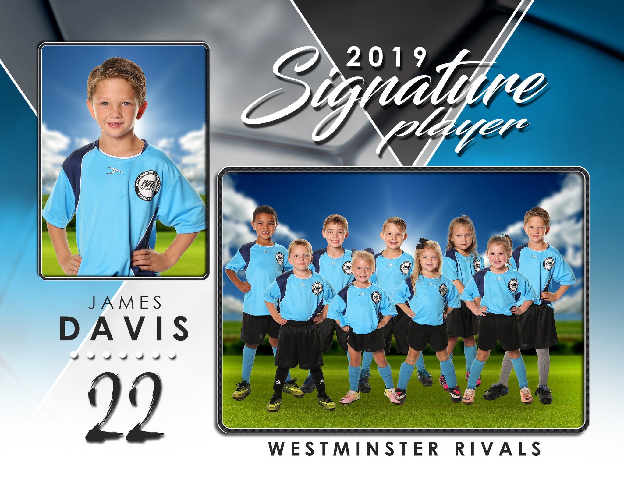 Signature Player - Soccer - V2 - Drop In Memory Mate H Template-Photoshop Template - Photo Solutions