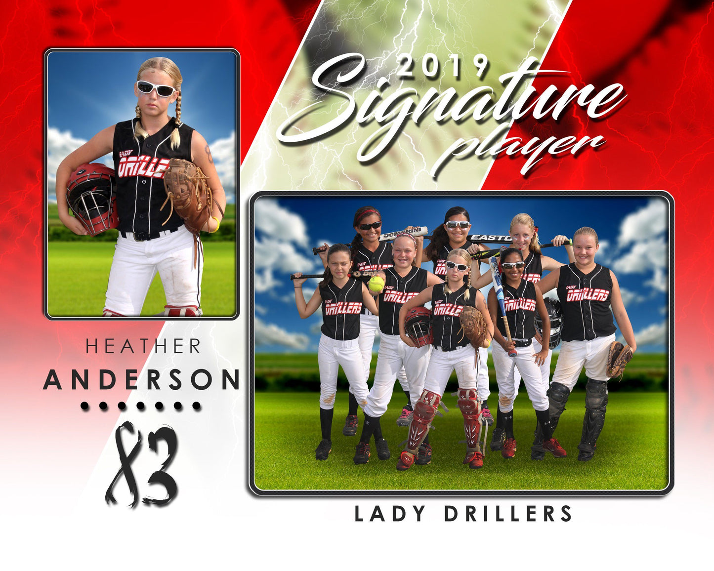 Signature Player - Softball - V3 - T&I Drop-In Collection-Photoshop Template - Photo Solutions