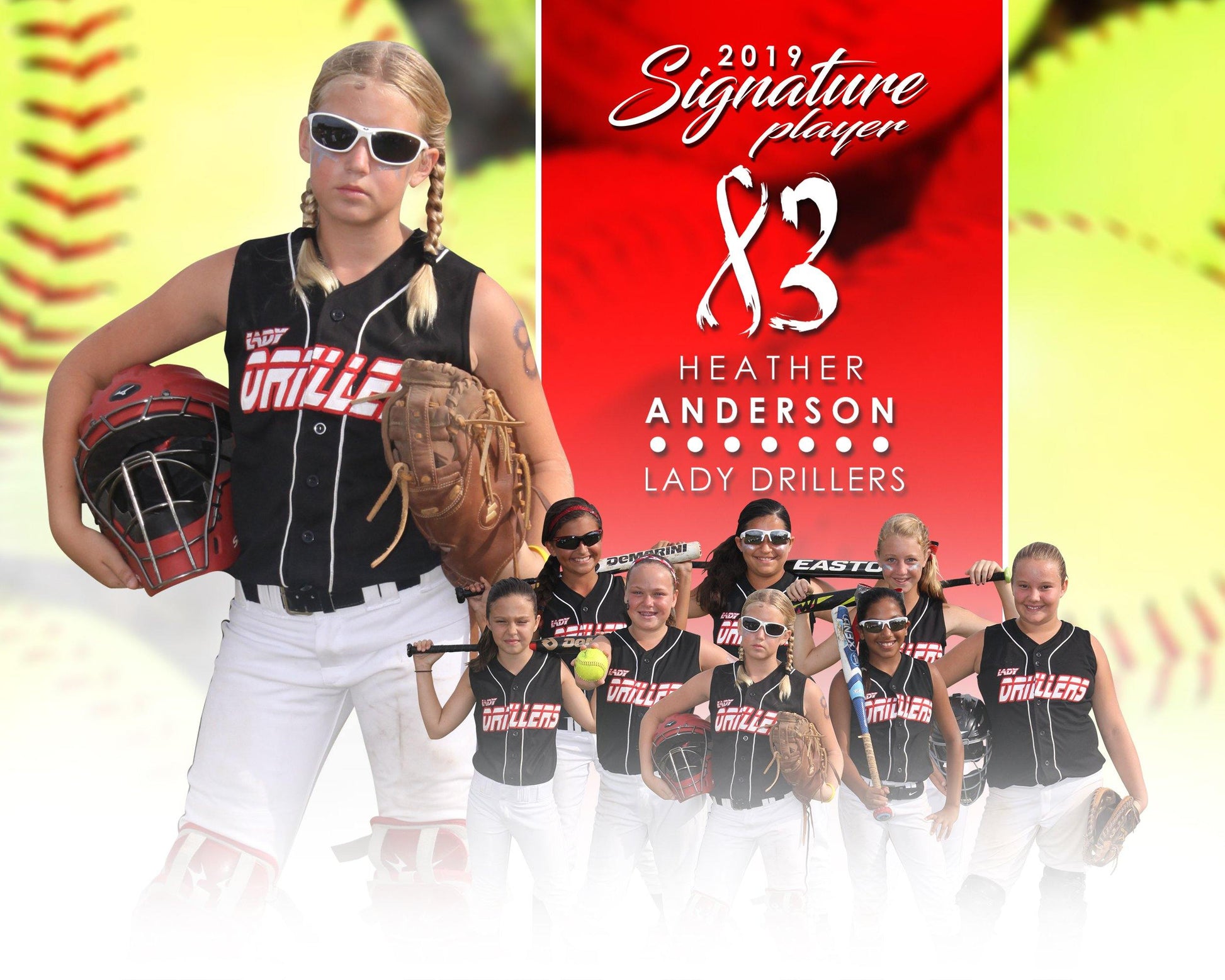 Signature Player - Softball - V1 - Extraction Memory Mate H Template-Photoshop Template - Photo Solutions