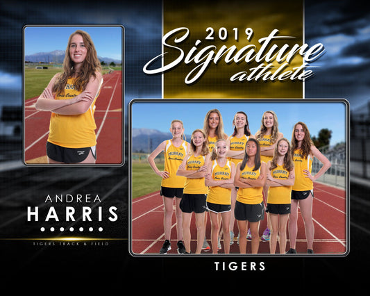 Signature Player - Track & Field - V1 - Drop In Memory Mate H Template-Photoshop Template - Photo Solutions