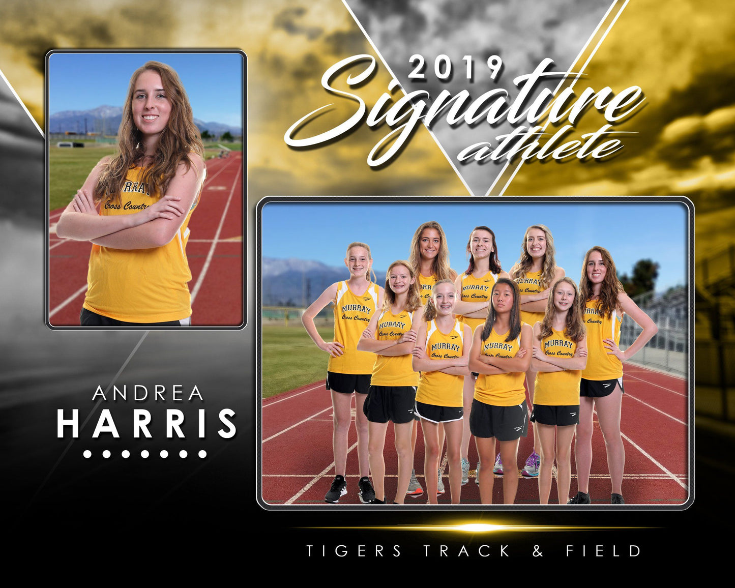 Signature Player - Track & Field - V2 - Drop In Memory Mate H Template-Photoshop Template - Photo Solutions