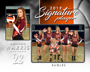 Signature Player - Volleyball - V1 - Drop In Memory Mate H Template-Photoshop Template - Photo Solutions