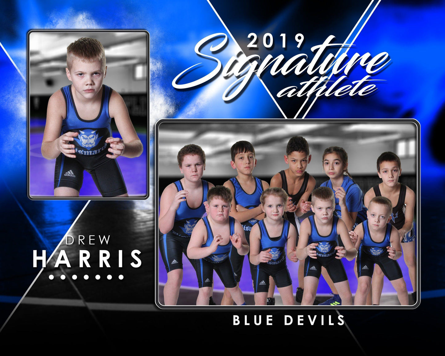 Signature Player - Wrestling - V2 - Drop In Memory Mate H Template-Photoshop Template - Photo Solutions