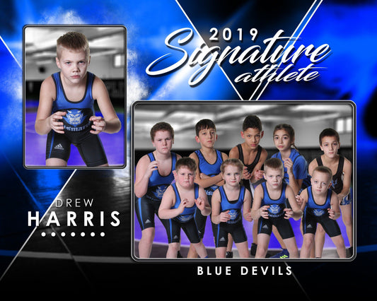 Signature Player - Wrestling - V2 - Drop In Memory Mate H Template-Photoshop Template - Photo Solutions