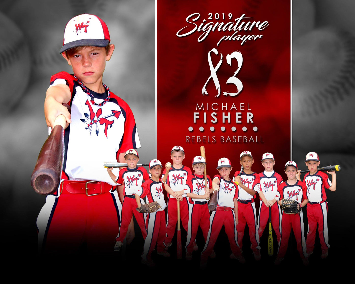 Signature Player - Baseball - V1 - Extraction Memory Mate H Template-Photoshop Template - Photo Solutions