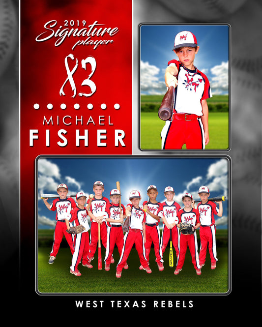 Signature Player - Baseball - V1 - Drop In Memory Mate V Template-Photoshop Template - Photo Solutions