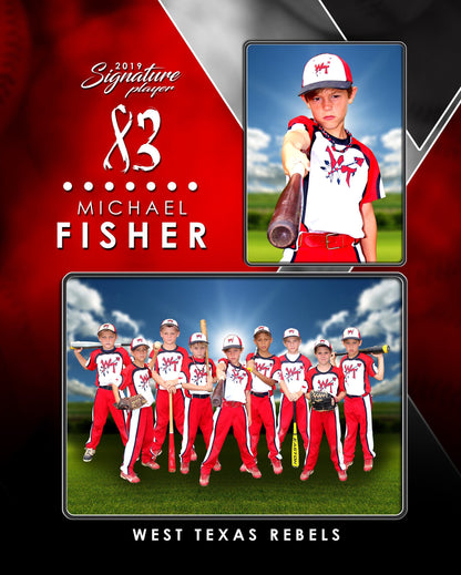 Signature Player - Baseball - V2 - T&I Drop-In Collection-Photoshop Template - Photo Solutions