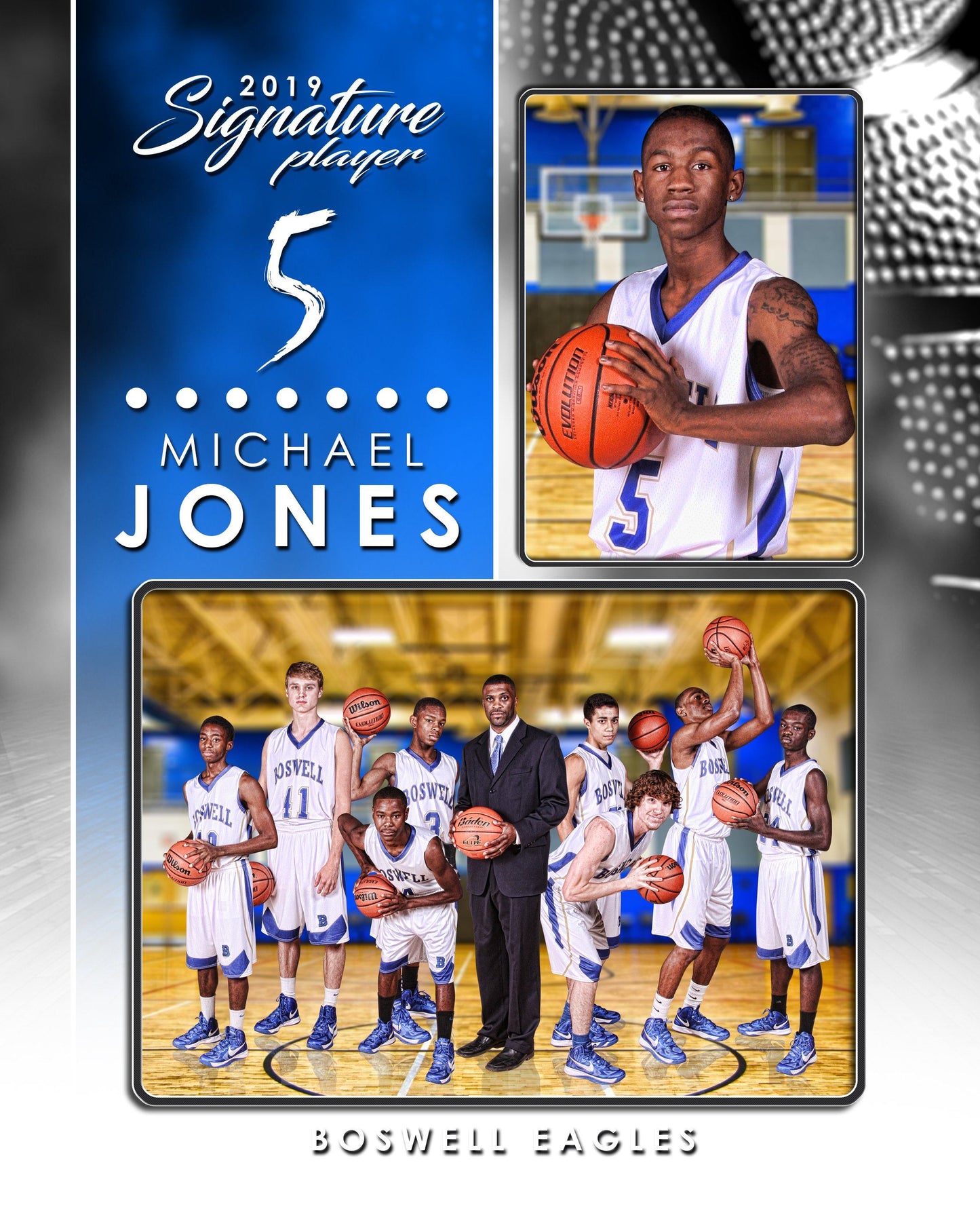 Signature Player - Basketball - V1 - Drop In Memory Mate V Template-Photoshop Template - Photo Solutions