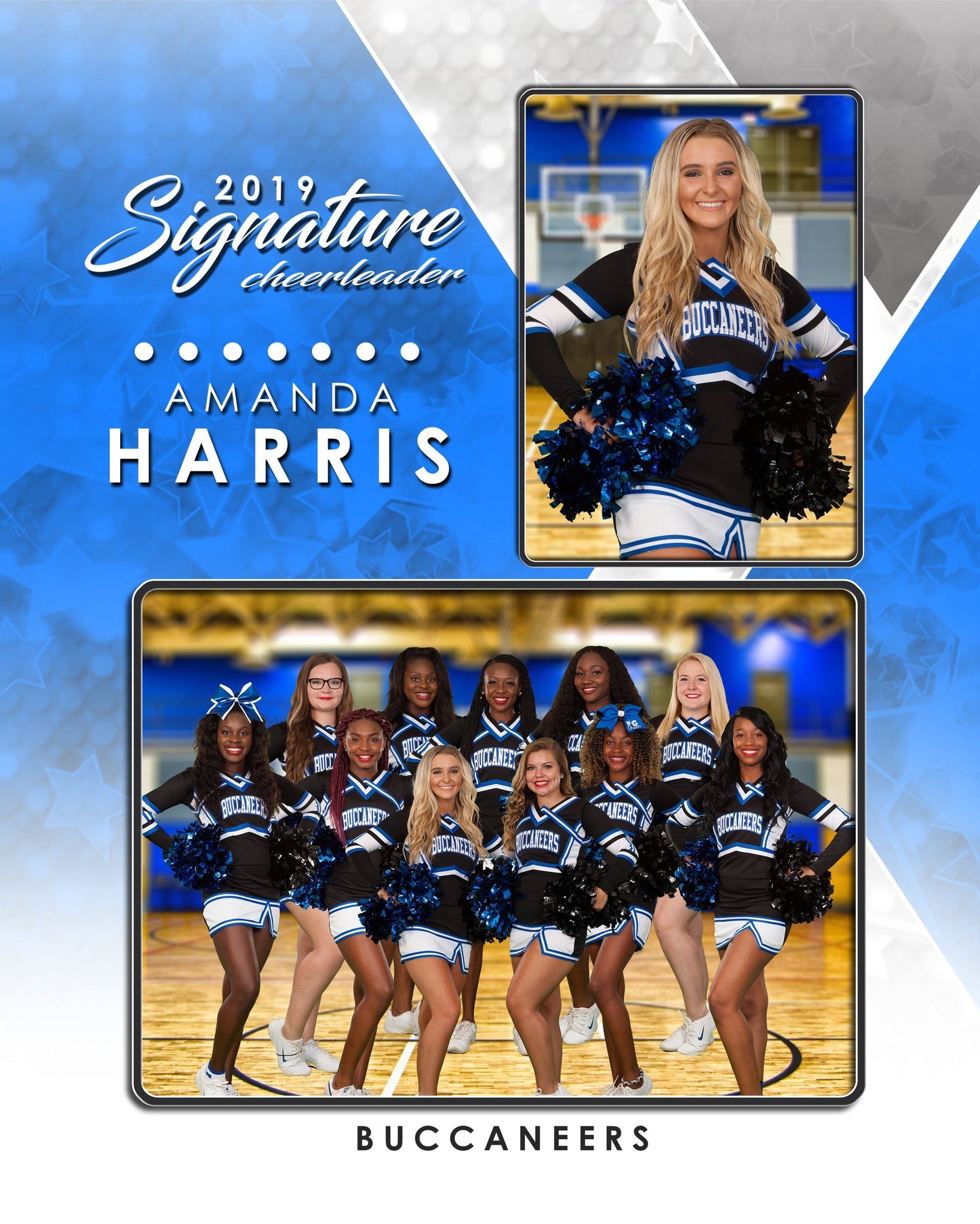 Signature Player - Cheer - V2 - Drop In Memory Mate V Template-Photoshop Template - Photo Solutions