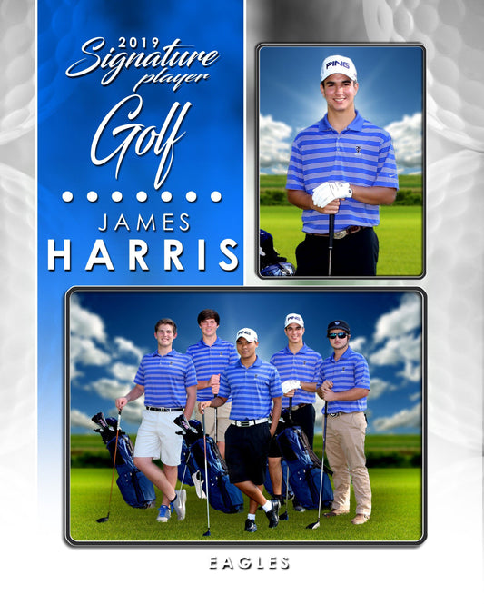 Signature Player - Golf - V1 - Drop In Memory Mate V Template-Photoshop Template - Photo Solutions