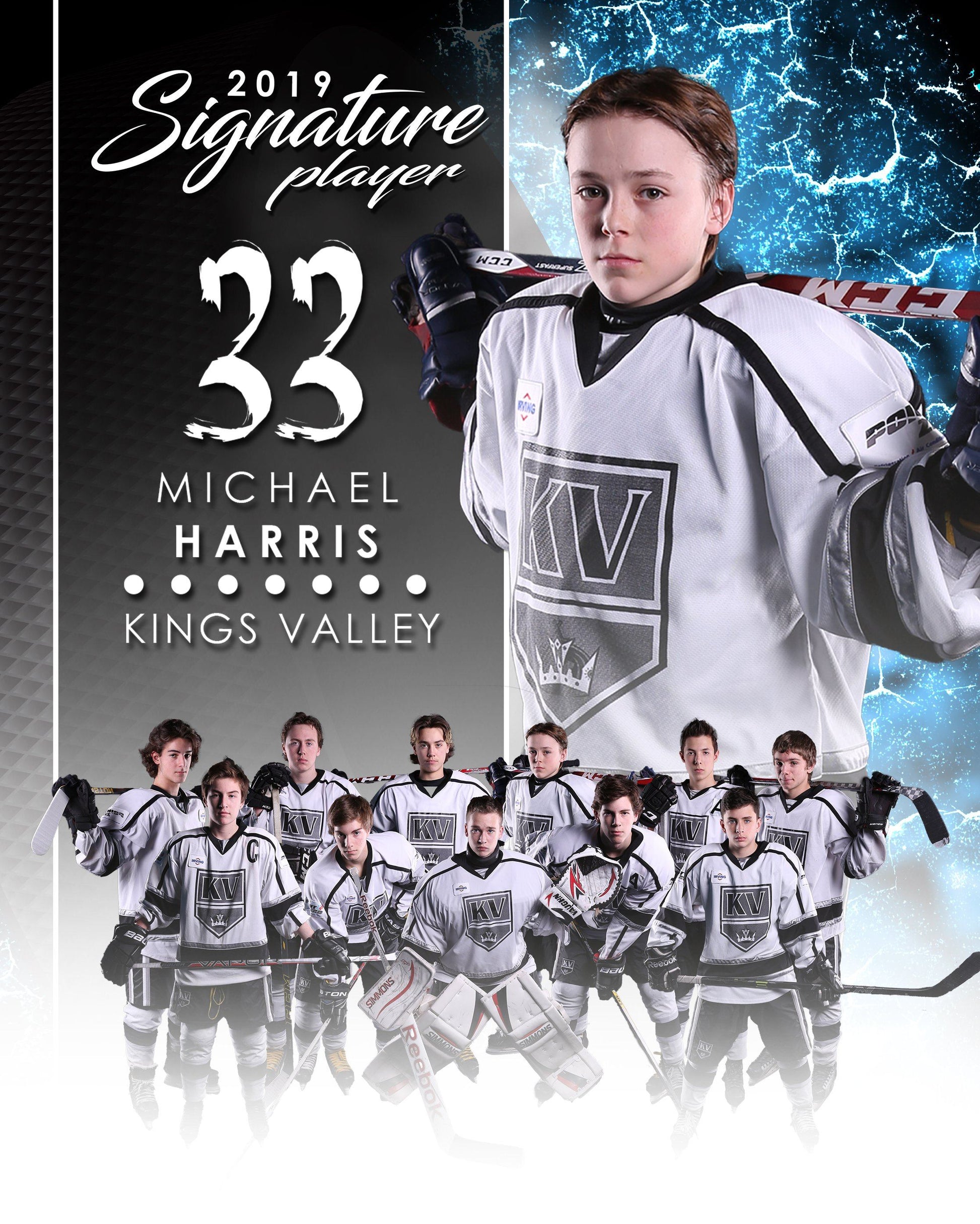 Signature Player - Hockey - V1 - Extraction Memory Mate V Template-Photoshop Template - Photo Solutions