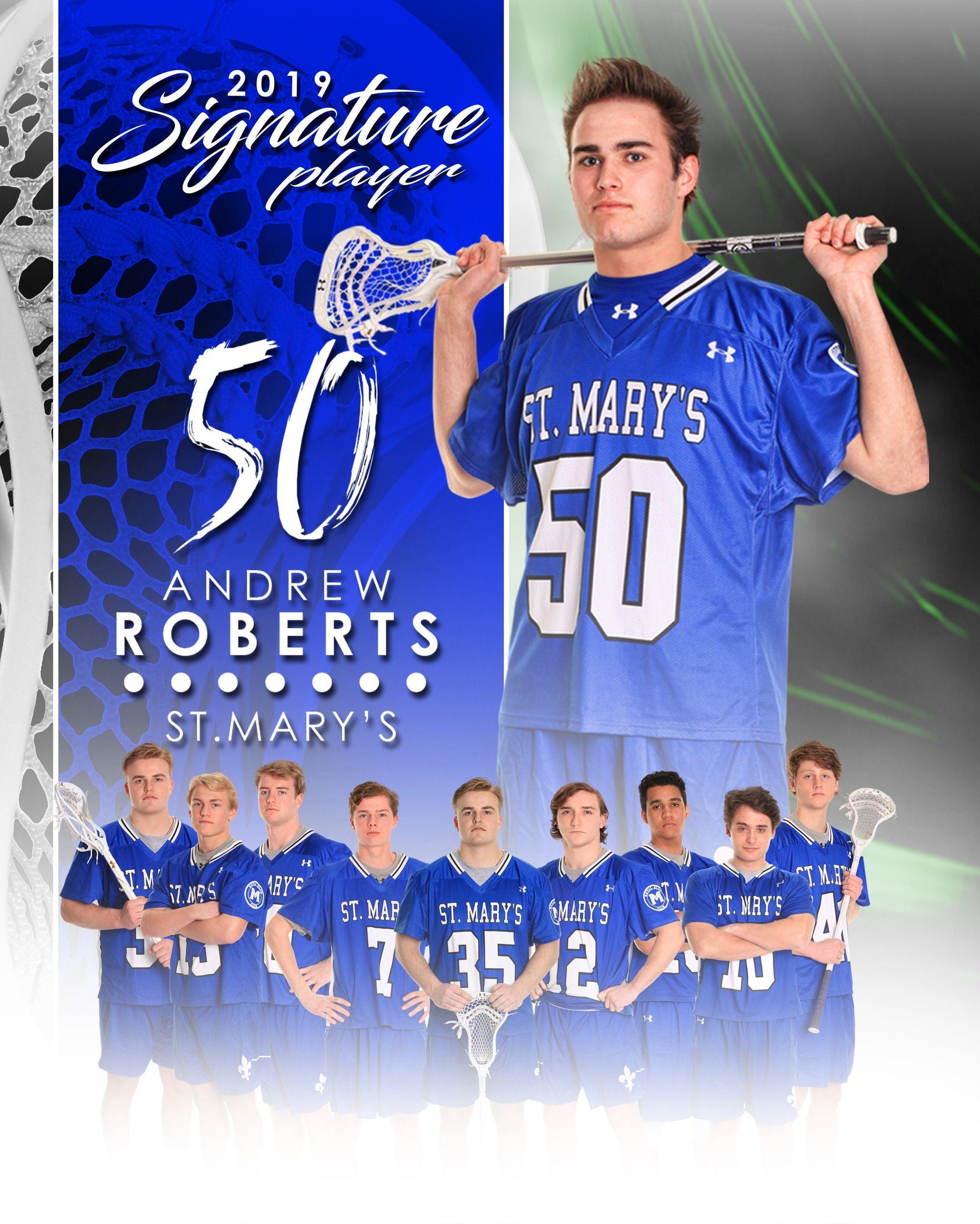 Signature Player - Lacrosse - V1 - Extraction Memory Mate V Template-Photoshop Template - Photo Solutions