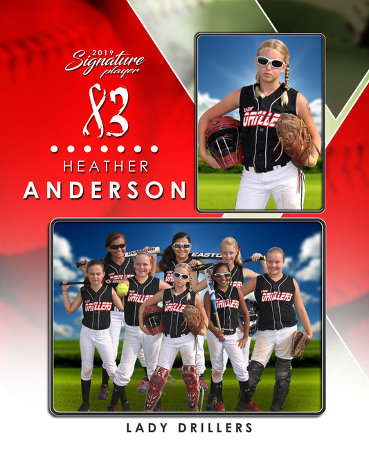 Signature Player - Softball - V2 - Drop In Memory Mate V Template-Photoshop Template - Photo Solutions