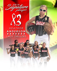 Signature Player - Softball - V1 - Extraction Memory Mate V Template-Photoshop Template - Photo Solutions