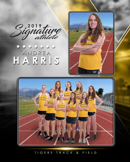 Signature Player - Track & Field - V2 - Drop In Memory Mate V Template-Photoshop Template - Photo Solutions