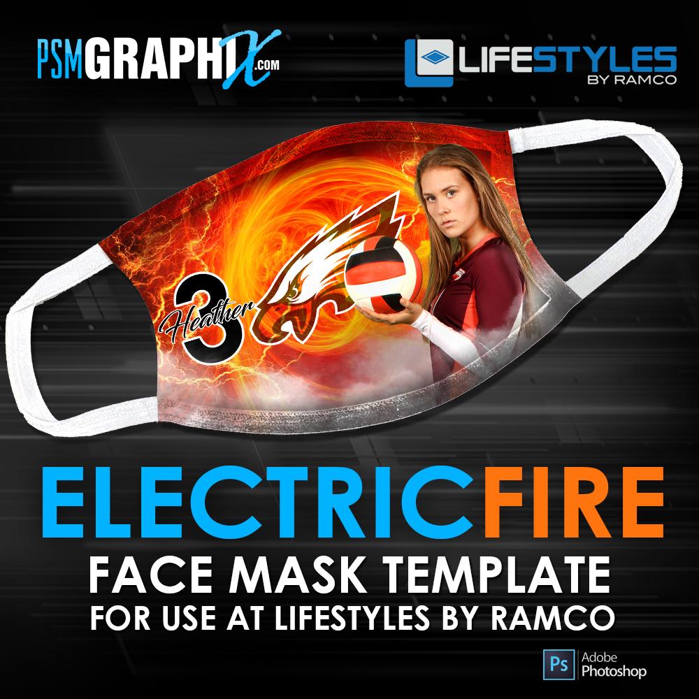 Electric Fire - Face Mask Template (Ramco)-Photoshop Template - PSMGraphix