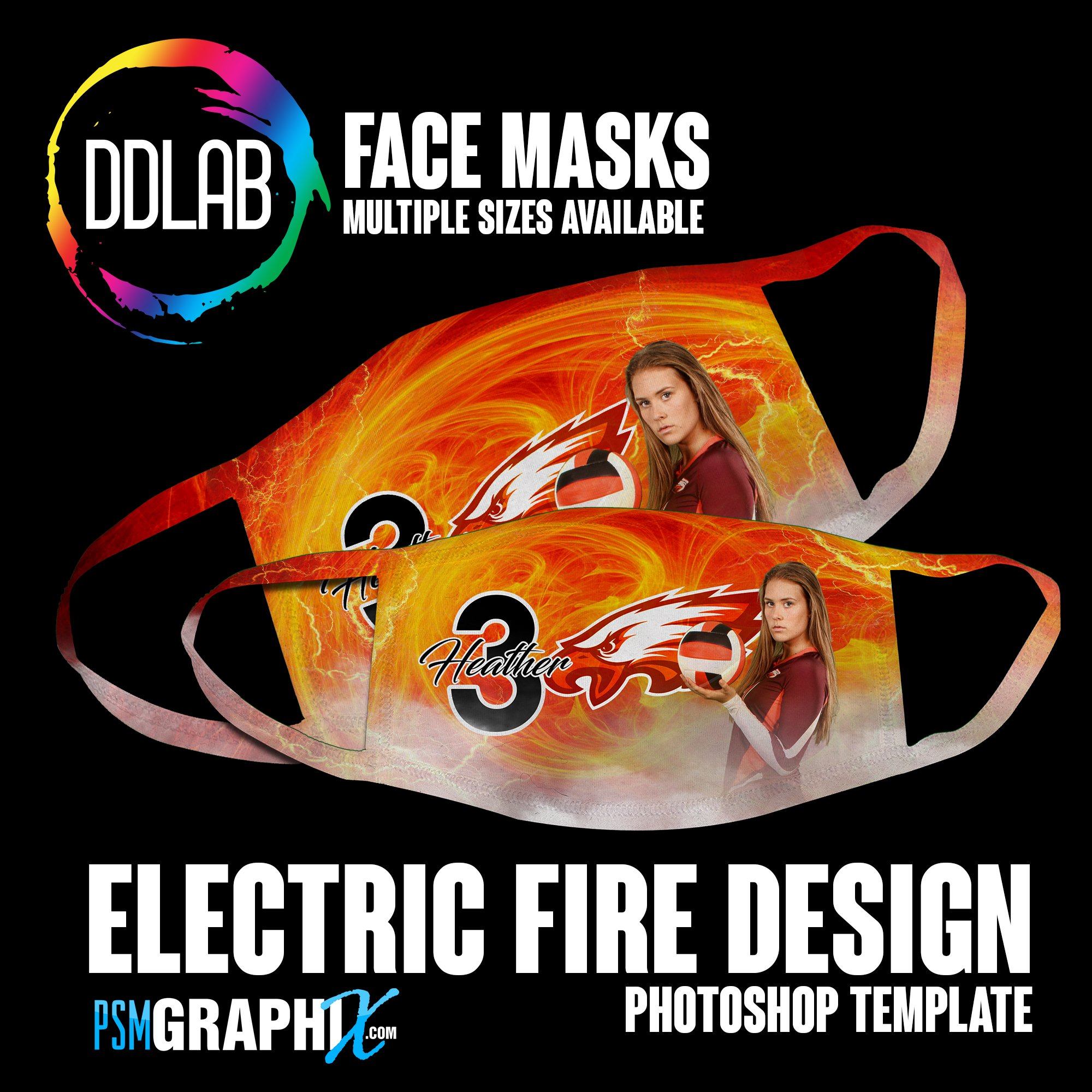 Electric Fire - Face Mask Template Set (DDLAB) 3 Sizes – PSMGraphix