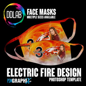 Electric Fire - Face Mask Template Set (DDLAB) 3 Sizes-Photoshop Template - PSMGraphix