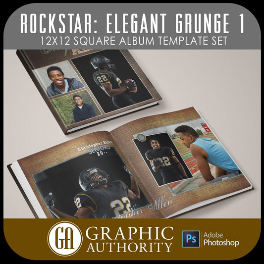 Rockstar - Elegant Grunge - V.1 - 12x24 - Album Spreads-Photoshop Template - Graphic Authority