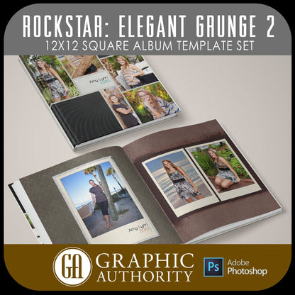 Rockstar - Elegant Grunge - V.2 - 12x24 - Album Spreads-Photoshop Template - Graphic Authority