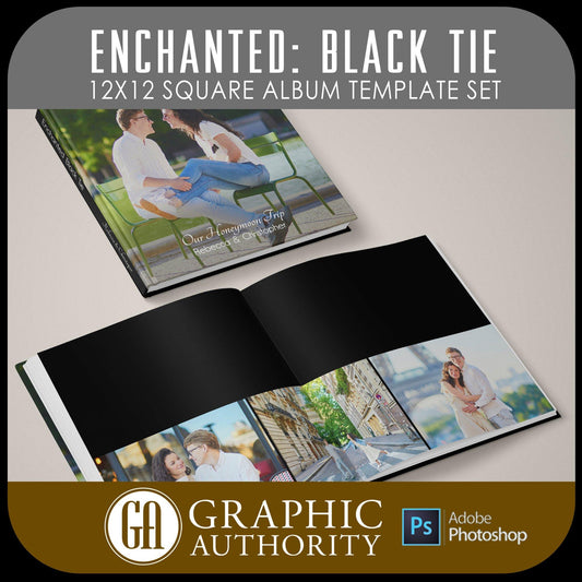 Enchanted - Black Tie - 12x24 - Album Spreads-Photoshop Template - Graphic Authority