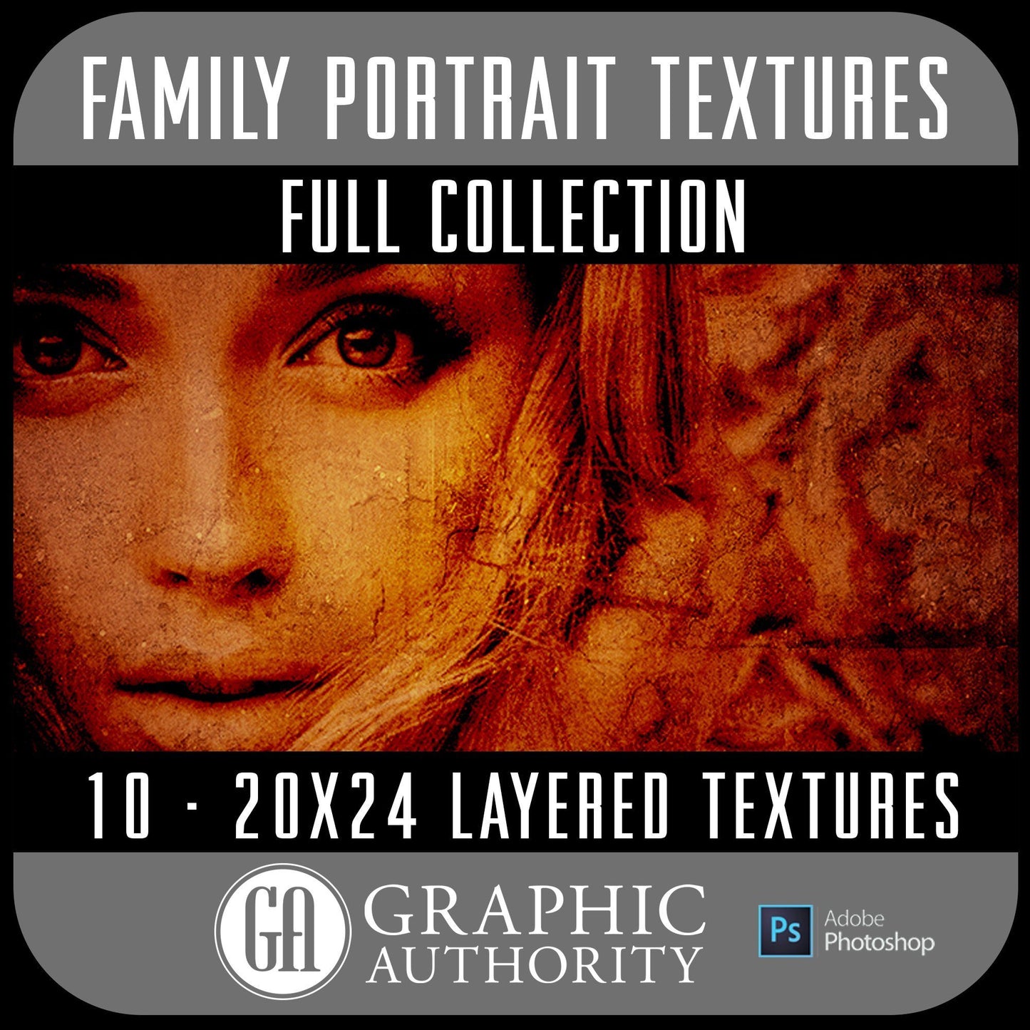 Family Portrait - 20x24 Layered Textures - Full Collection-Photoshop Template - Graphic Authority