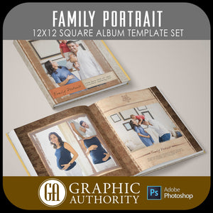 Family Portrait - 12x24 - Album Spreads-Photoshop Template - Graphic Authority