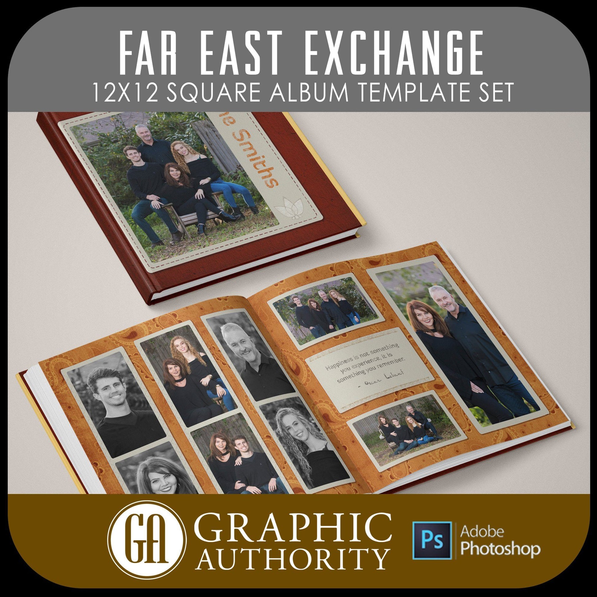 Culture Chic - Far East Exchange - 12x24 - Album Spreads-Photoshop Template - Graphic Authority