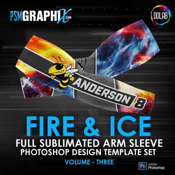 Fire & Ice - V3 - Arm Sleeve Photoshop Template-Photoshop Template - PSMGraphix