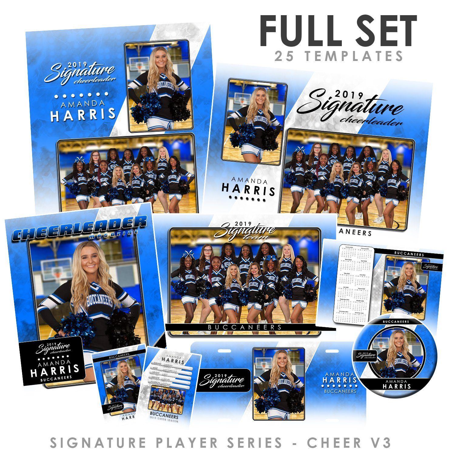Signature Player - Cheer - V3 - T&I Drop-In Collection-Photoshop Template - Photo Solutions