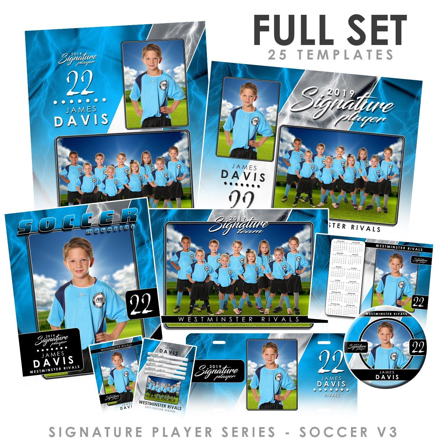 Signature Player - Soccer - V3 - T&I Drop-In Collection-Photoshop Template - Photo Solutions