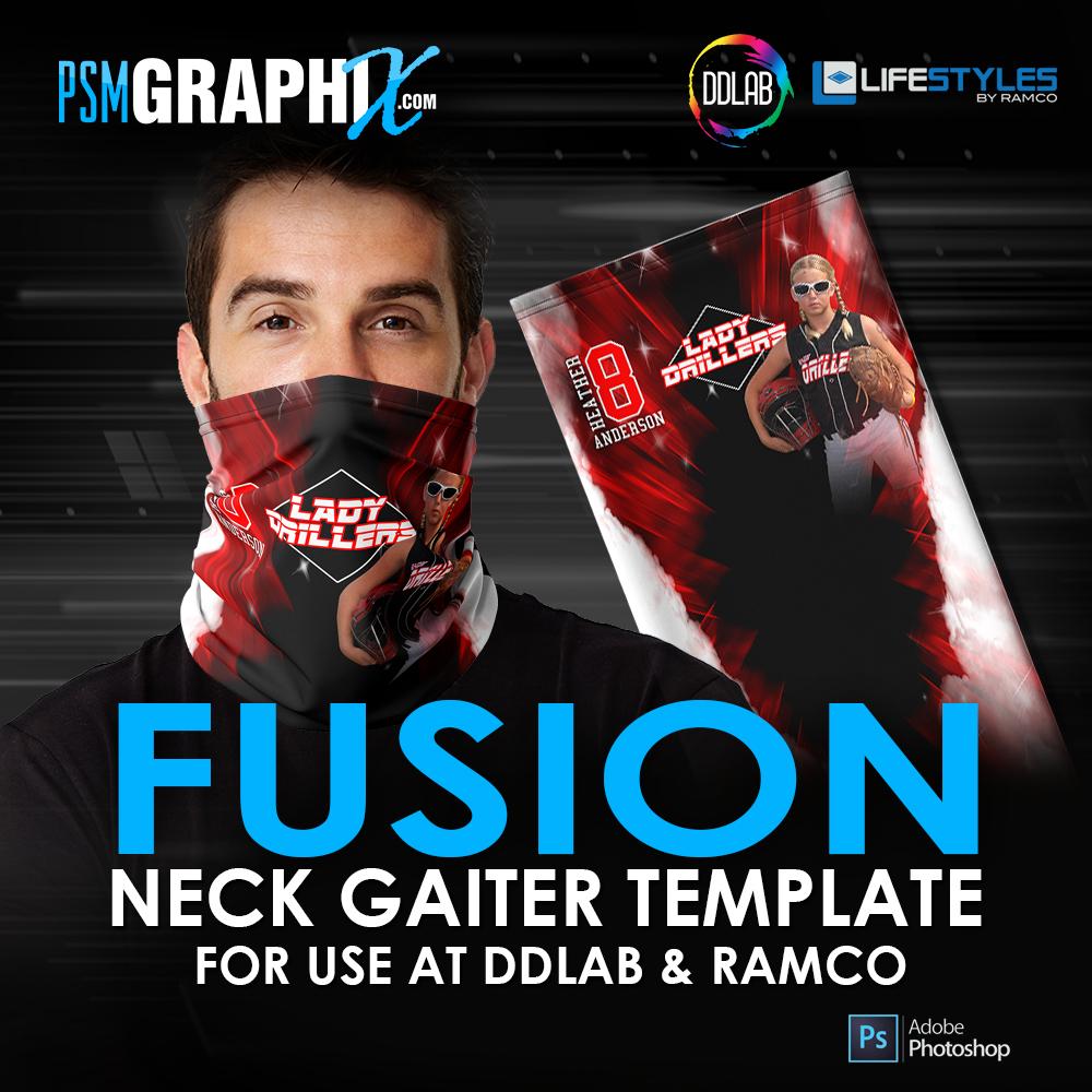 Fusion - Neck Gaiter Template - Ramco & DDlab Compatible-Photoshop Template - PSMGraphix