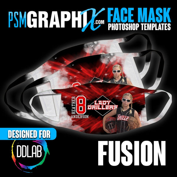 Fusion - Face Mask Template Set (DDLAB) 3 Sizes-Photoshop Template - PSMGraphix