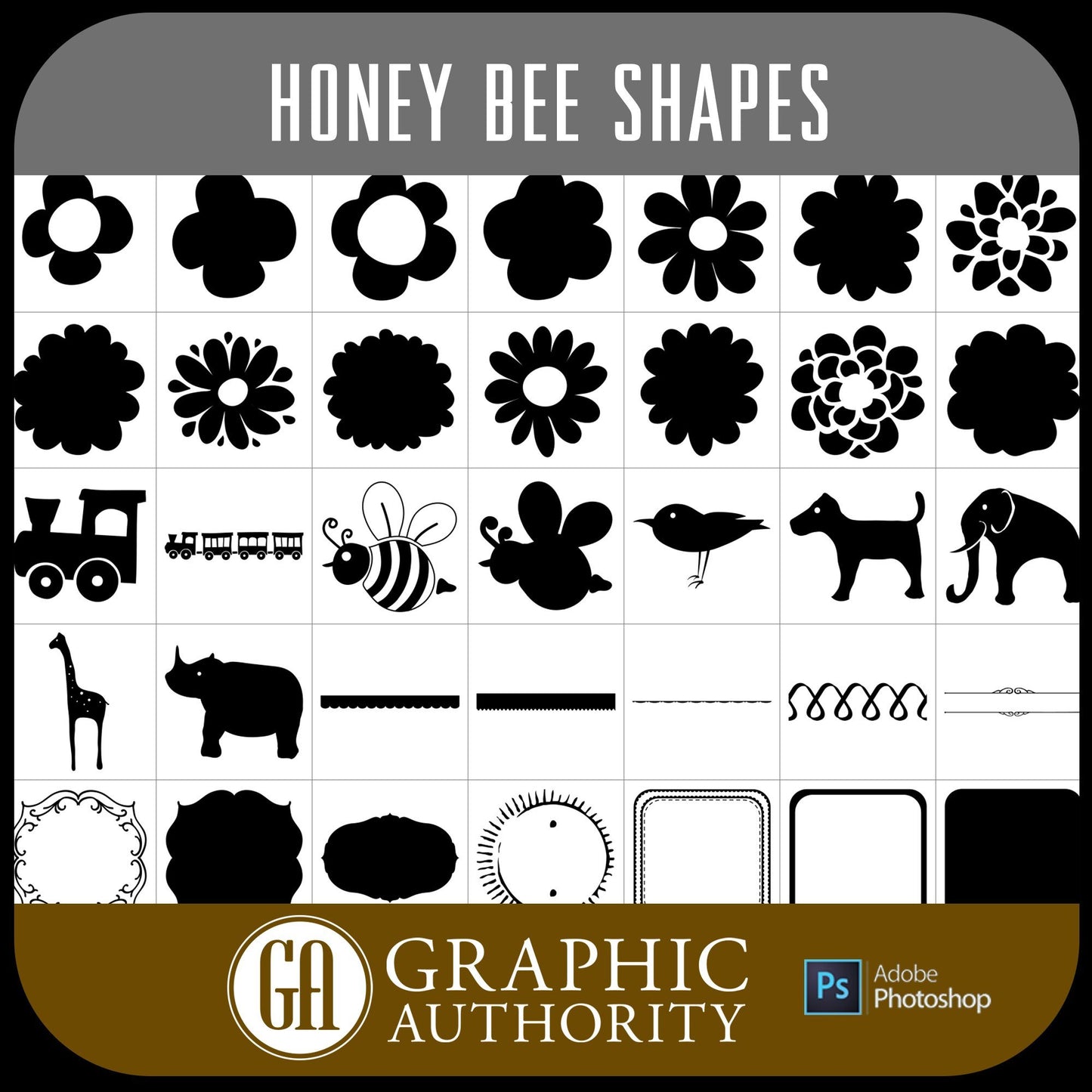 Honey Bee - Vector .CHS Photoshop Shapes-Photoshop Template - Graphic Authority
