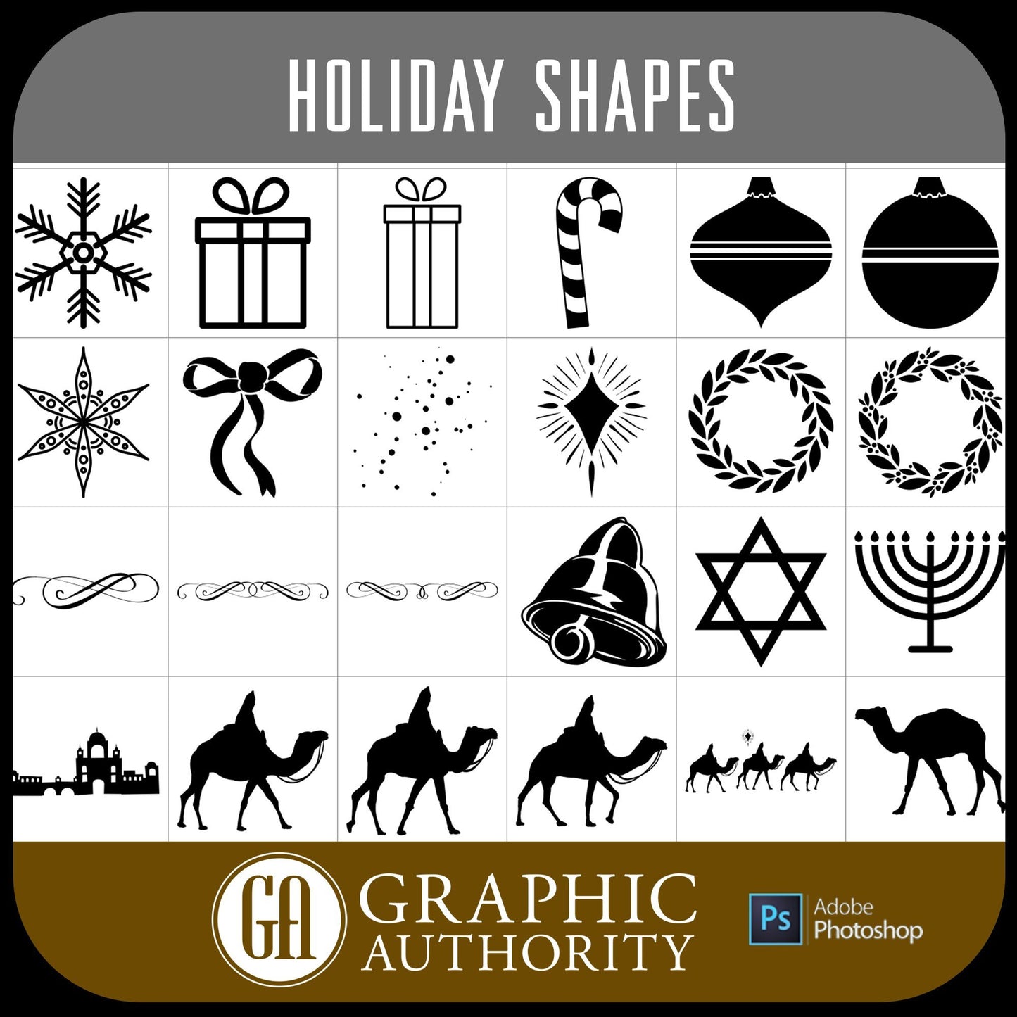 Holiday - Vector .CHS Photoshop Shapes-Photoshop Template - Graphic Authority