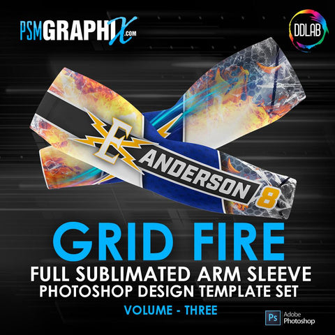 Grid Fire - V3 - Arm Sleeve Photoshop Template-Photoshop Template - PSMGraphix
