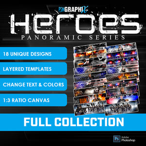 Bundle Template Set - Heroes Series Panoramics-Photoshop Template - PSMGraphix