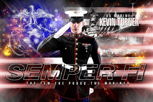Marine/Navy - V.2 - Heroes Series - Poster/Banner H-Photoshop Template - Photo Solutions