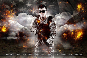 American Soldier - V.3 - Heroes Series - Poster/Banner H-Photoshop Template - Photo Solutions