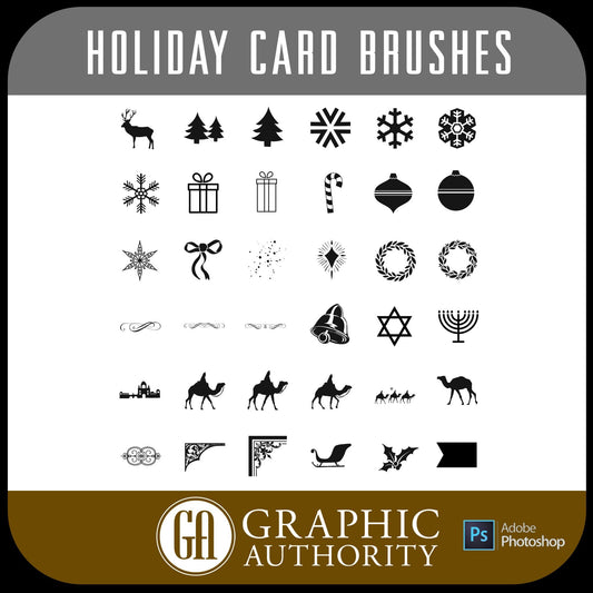 Holiday Christmas Card Photoshop ABR Brushes-Photoshop Template - Graphic Authority